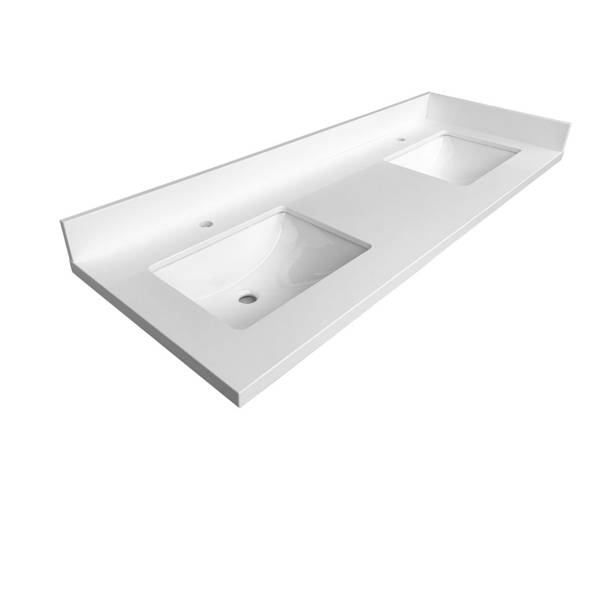 Ratel 22.5'' White Quartz Vanity Top Stone Rectangular Undermount Bathroom Sink with Overflow